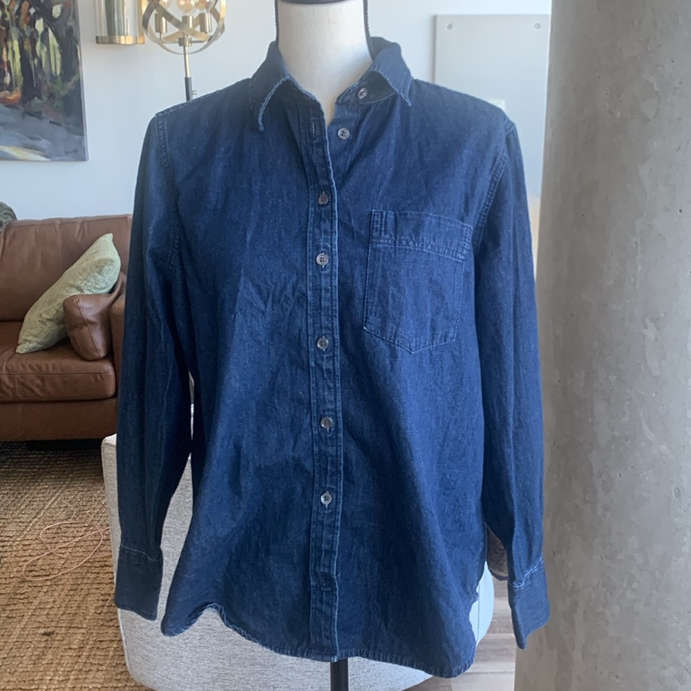 Banana Republic dark blue denim button down.